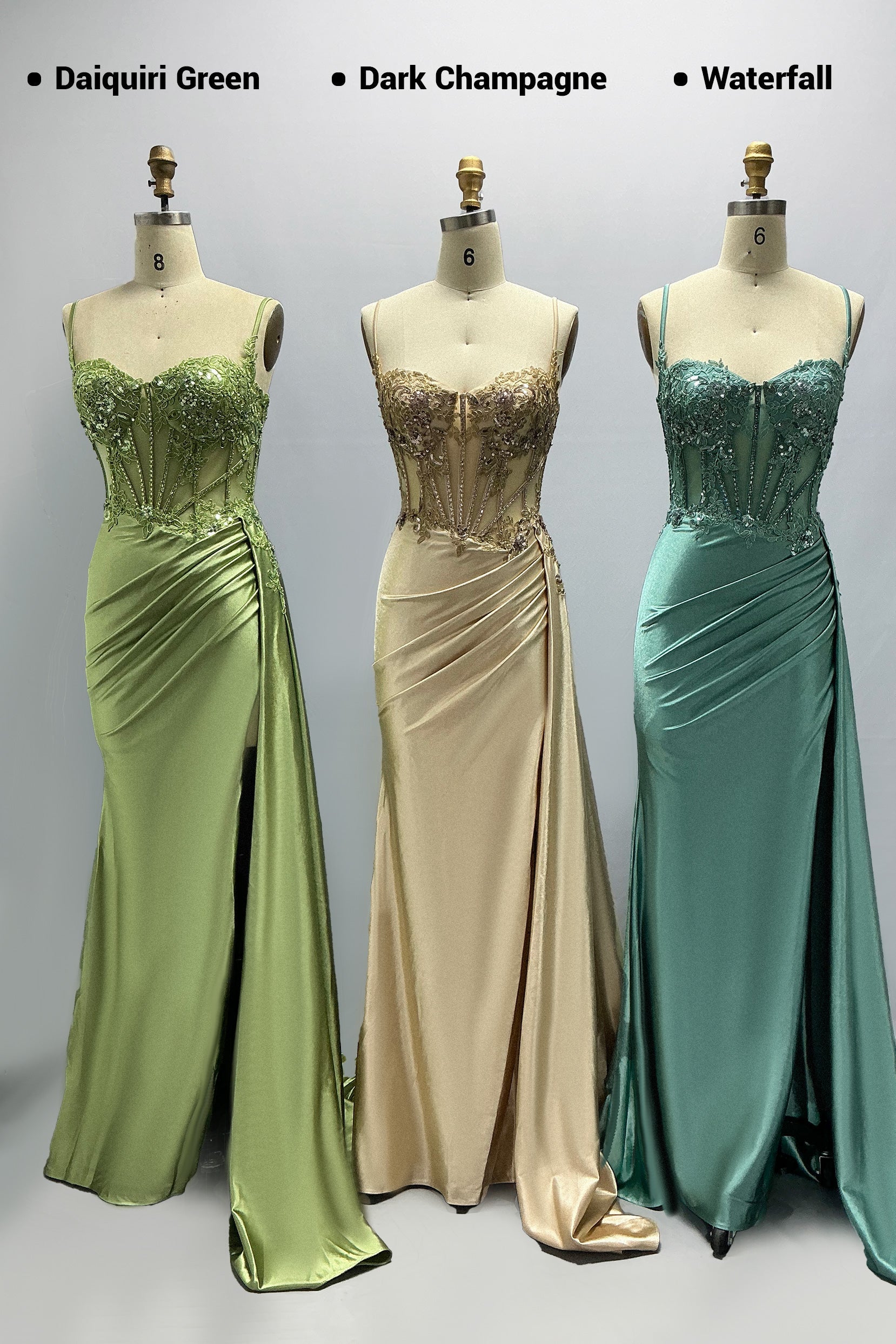 Sheath-Column Sweep-Brush Train Stretch Satin Prom Dress CS1065