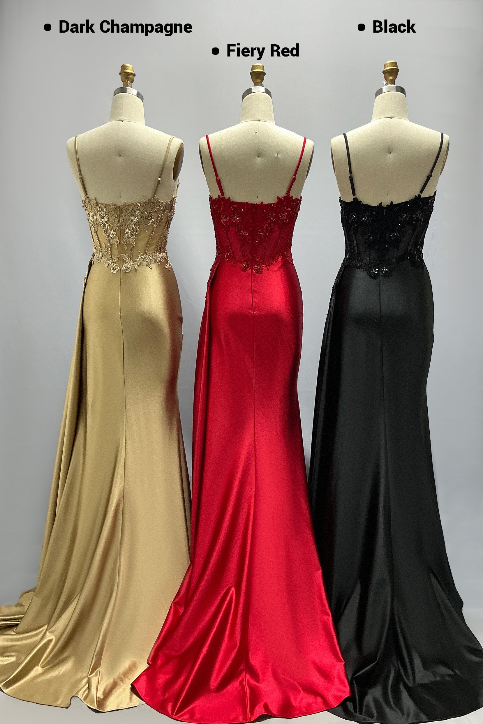 Sheath-Column Sweep-Brush Train Stretch Satin Prom Dress CS1065