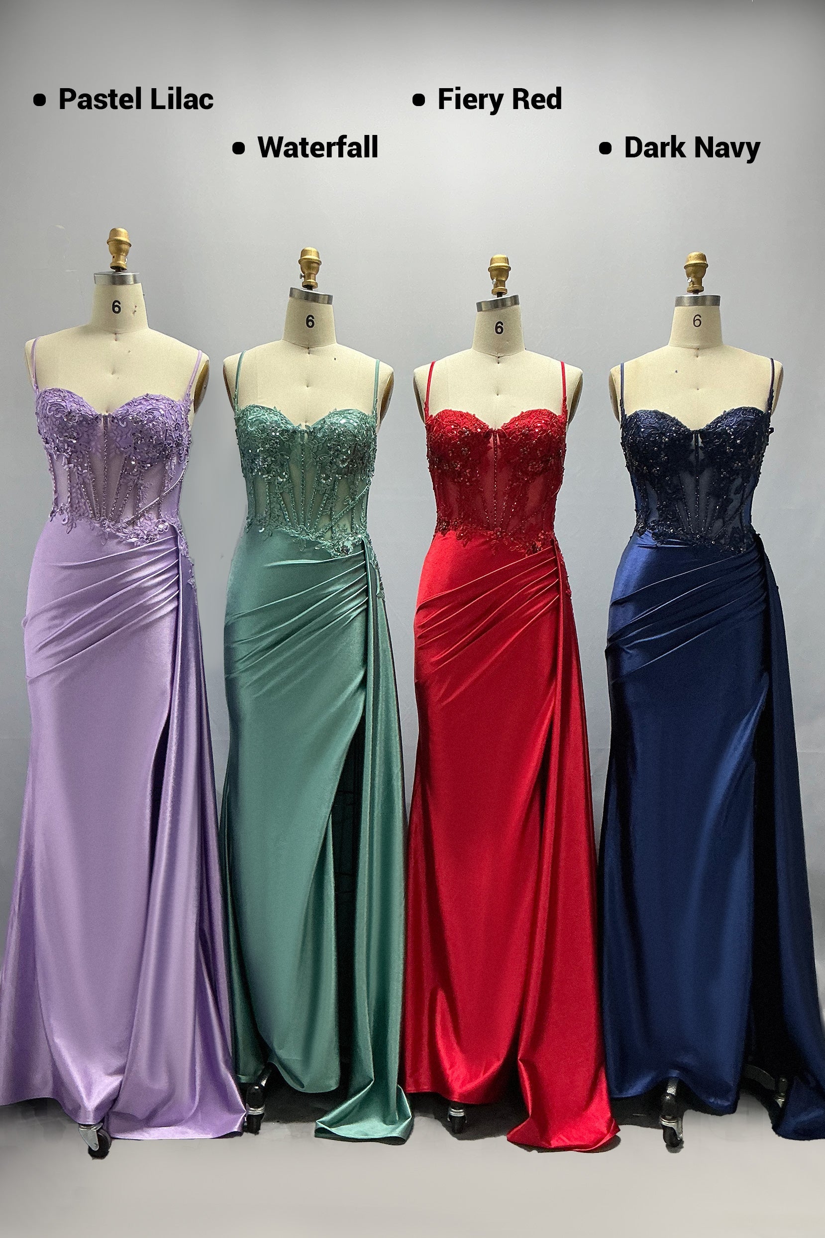 Sheath-Column Sweep-Brush Train Stretch Satin Prom Dress CS1065