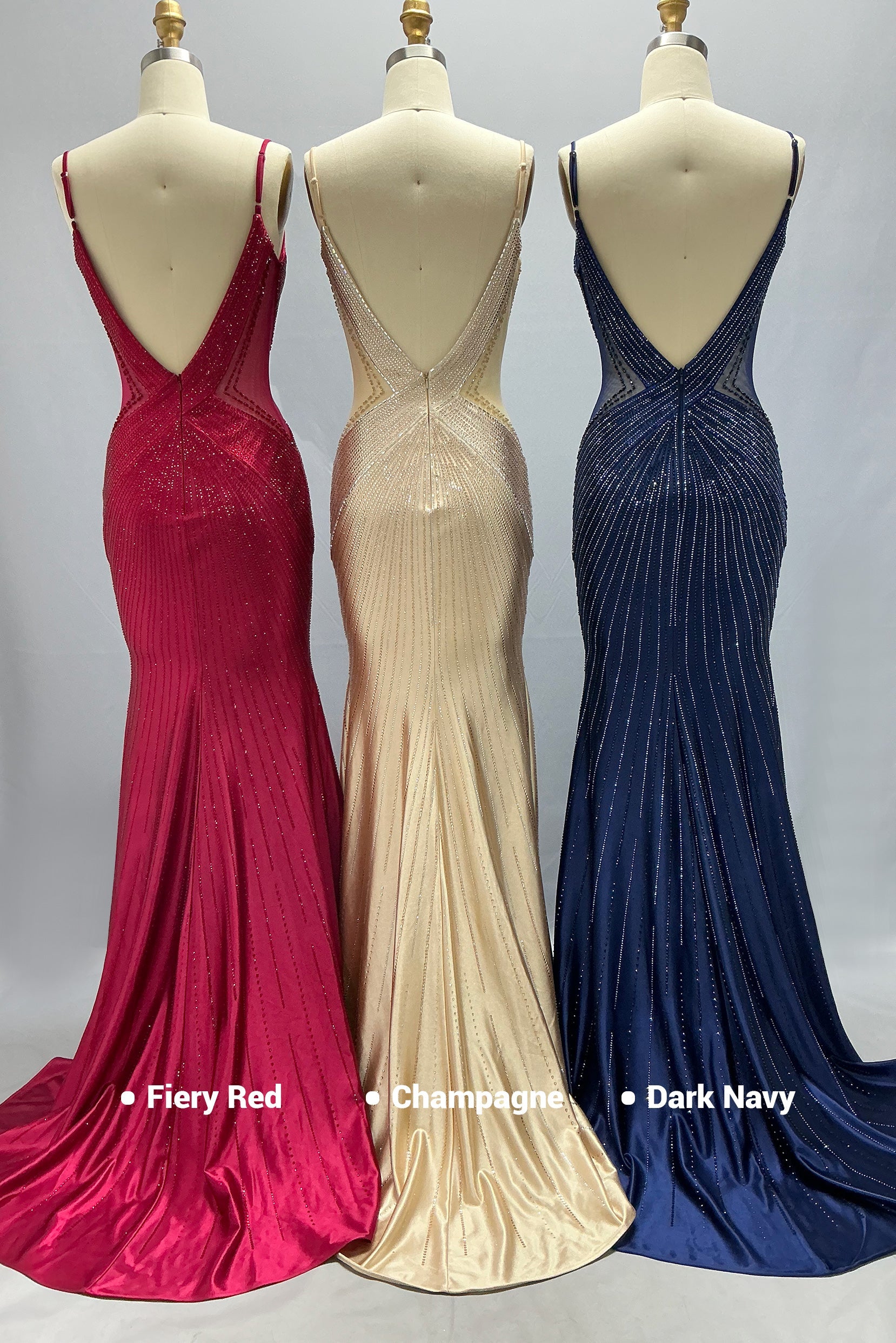 Sheath-Column Sweep-Brush Train Sequined Prom Dress CS1066