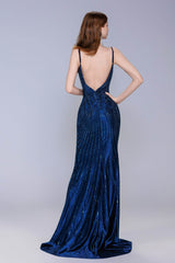 Sheath-Column Sweep-Brush Train Sequined Prom Dress CS1066 - COCOMELODY