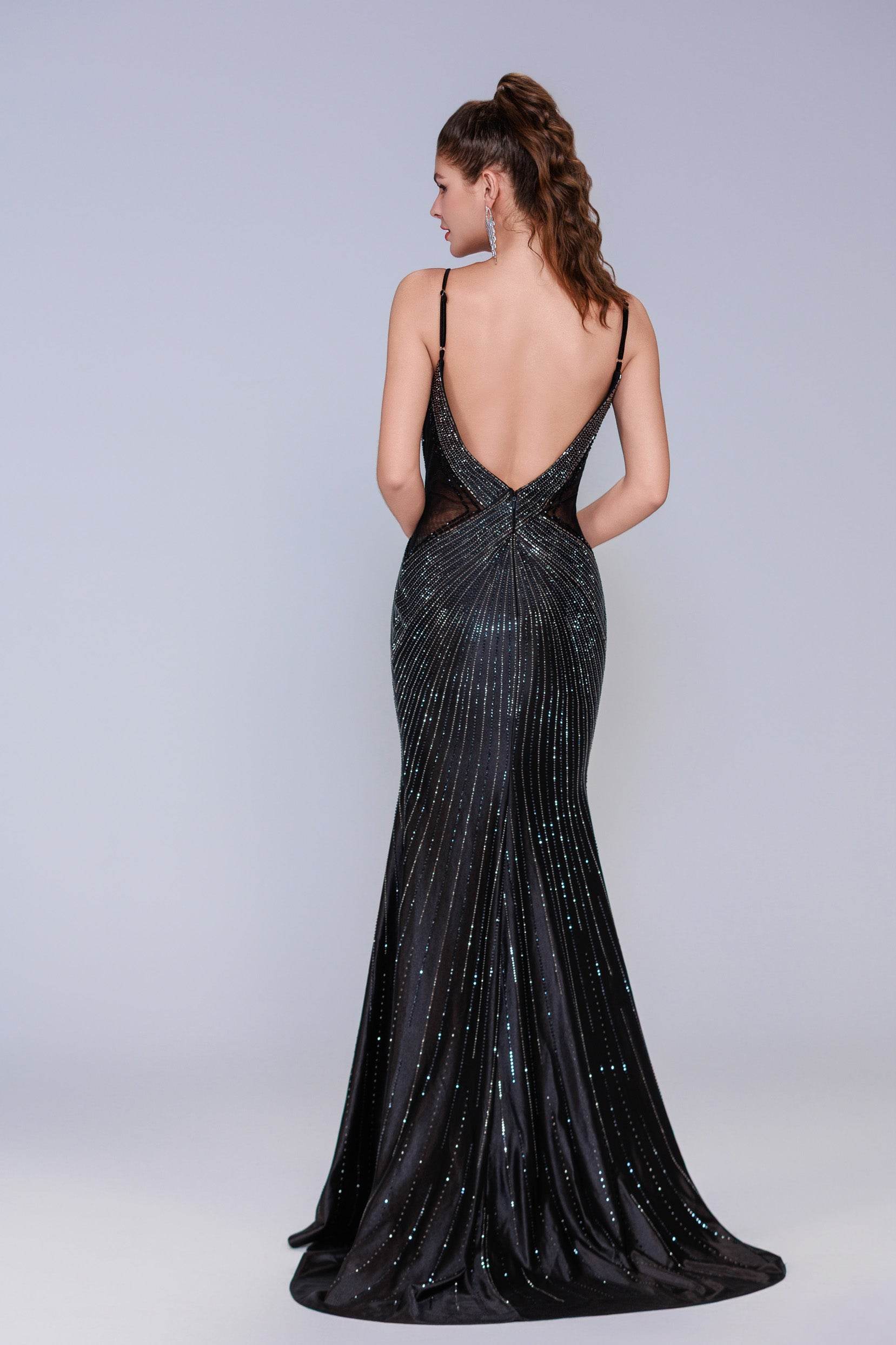 Sheath-Column Sweep-Brush Train Sequined Prom Dress CS1066 - COCOMELODY