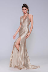 Sheath-Column Sweep-Brush Train Sequined Prom Dress CS1067 - COCOMELODY