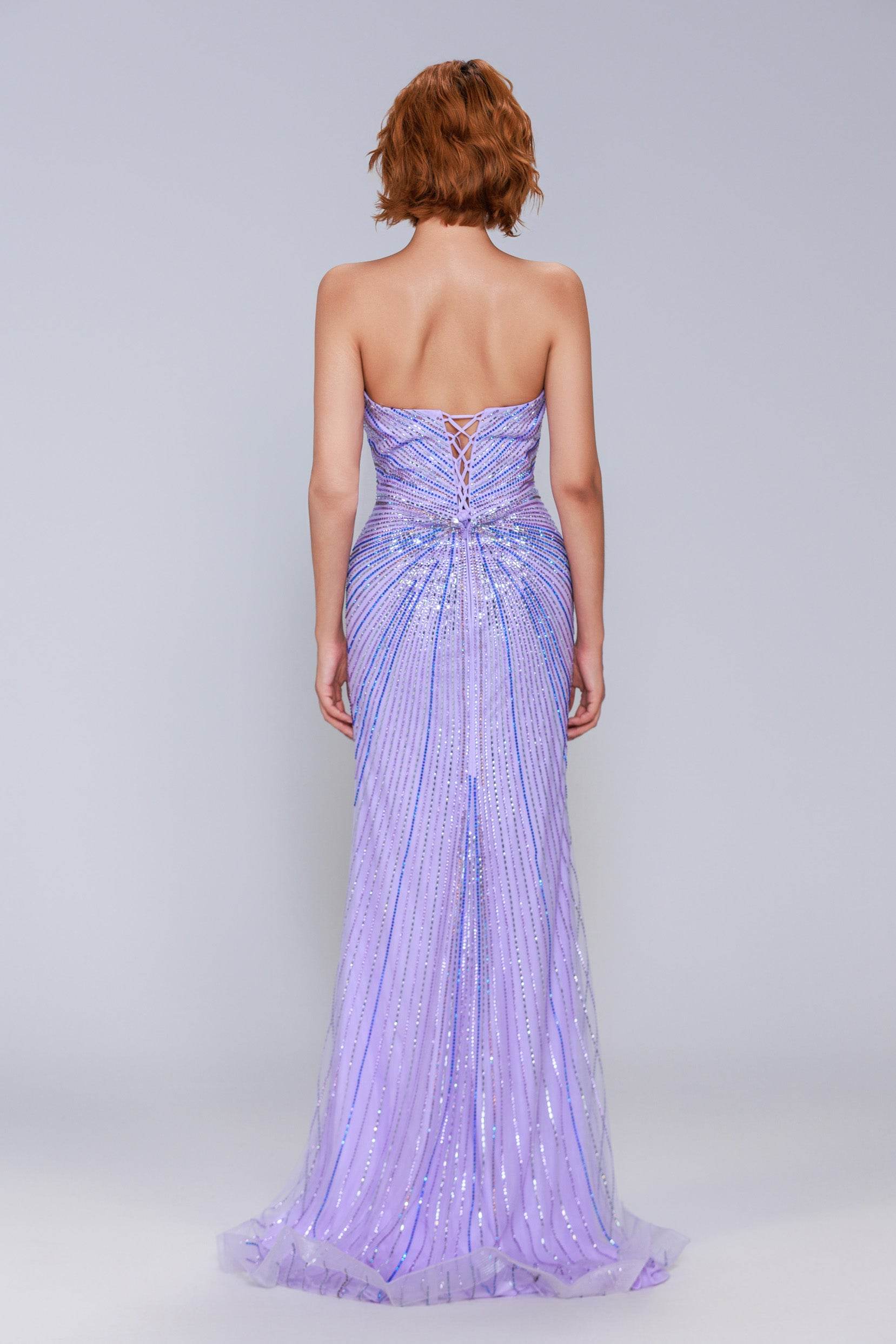 Sheath-Column Sweep-Brush Train Sequined Prom Dress CS1068 - COCOMELODY