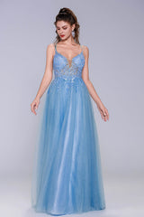 A-Line Maxi Tulle Prom Dress CS1070 - COCOMELODY