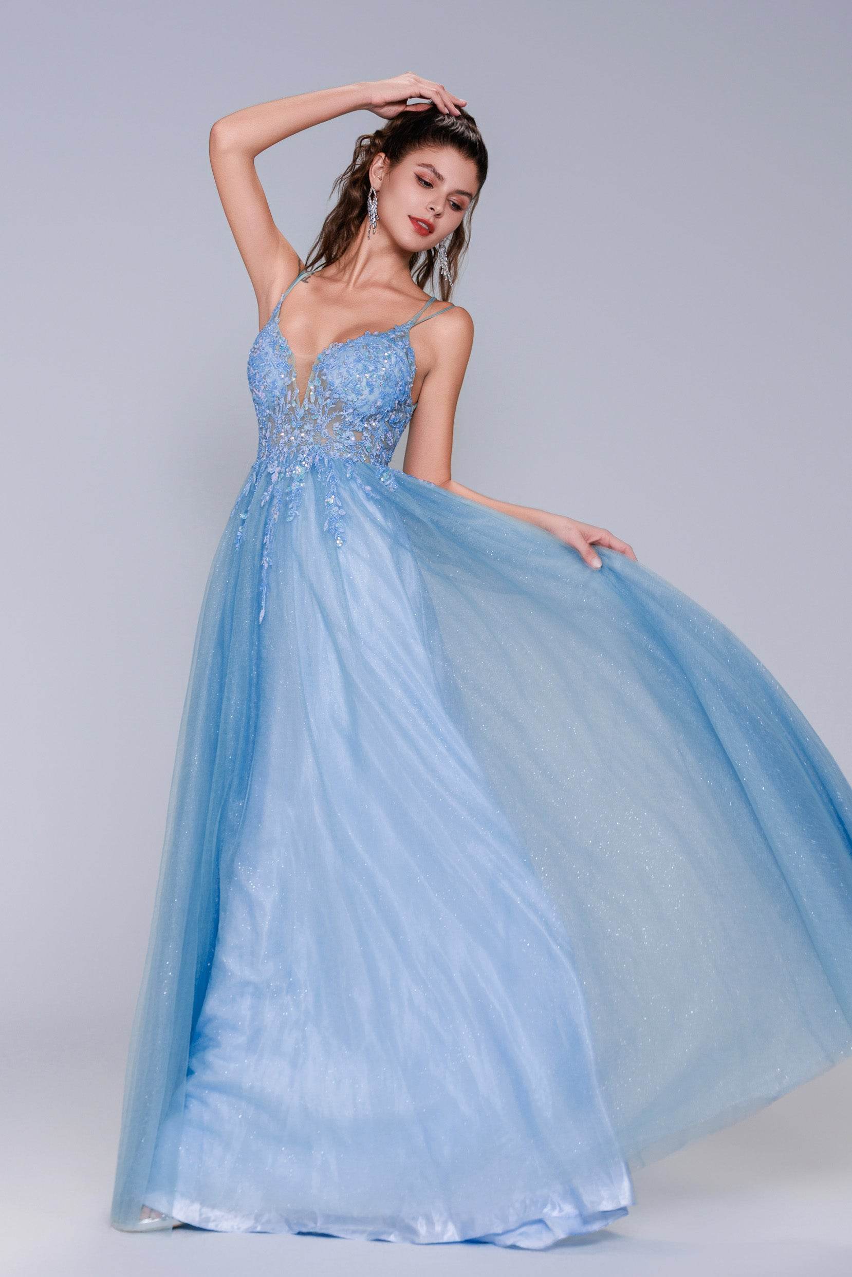 A-Line Maxi Tulle Prom Dress CS1070 - COCOMELODY