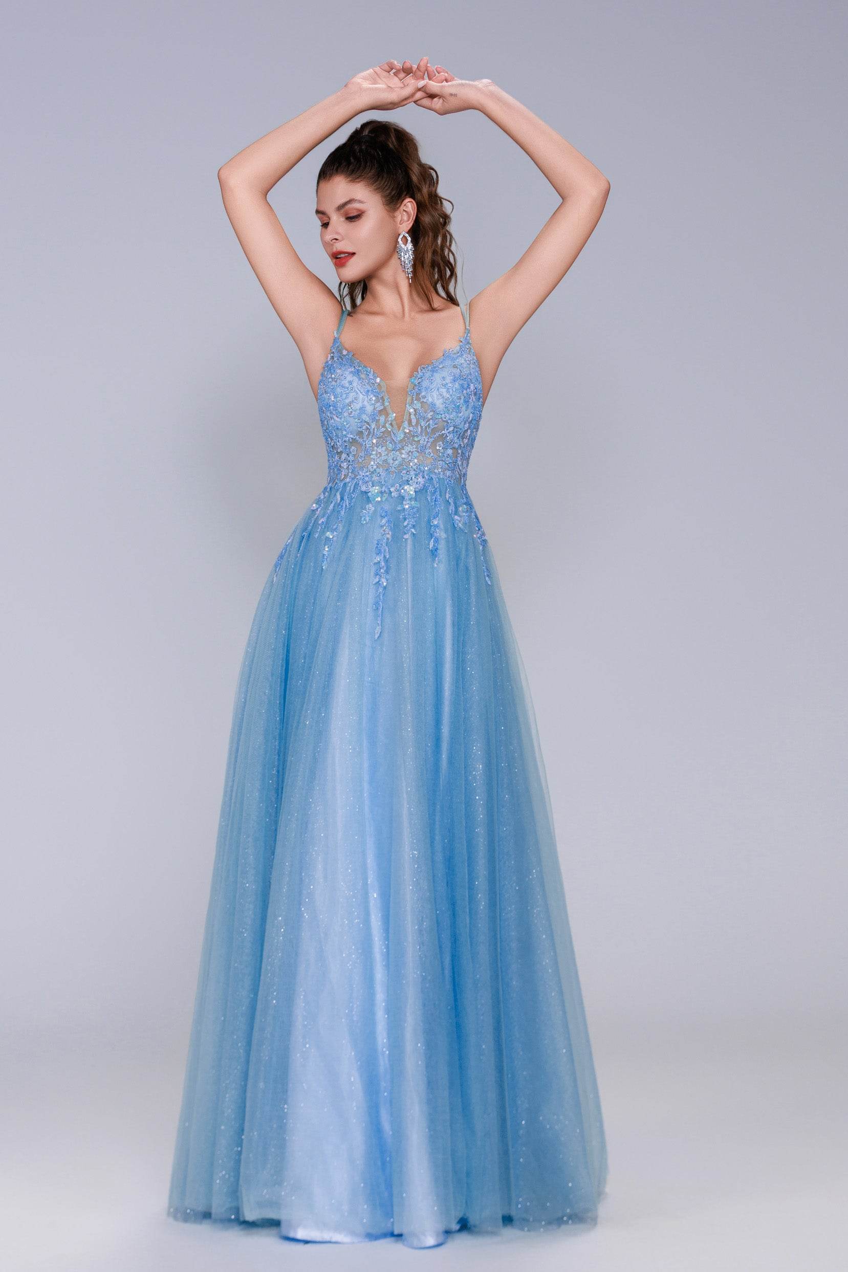 A-Line Maxi Tulle Prom Dress CS1070 - COCOMELODY