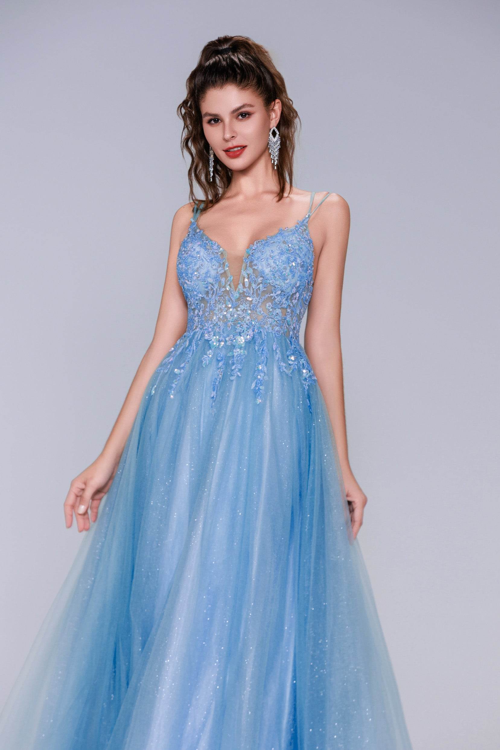 A-Line Maxi Tulle Prom Dress CS1070 - COCOMELODY