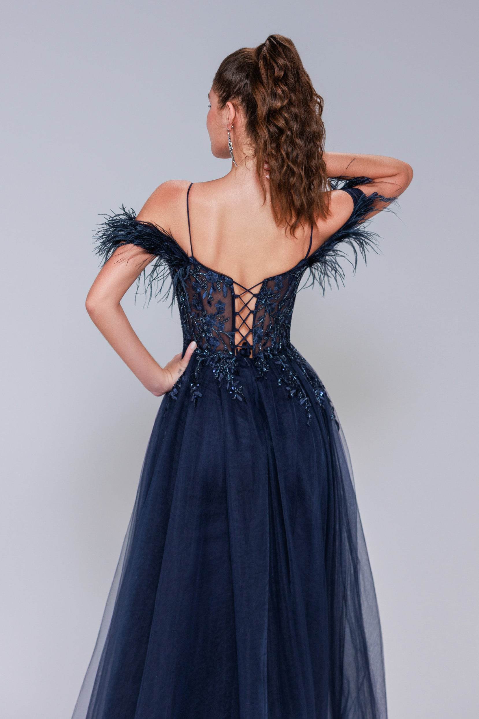 Sheath-Column Maxi Tulle Prom Dress CS1072 - COCOMELODY