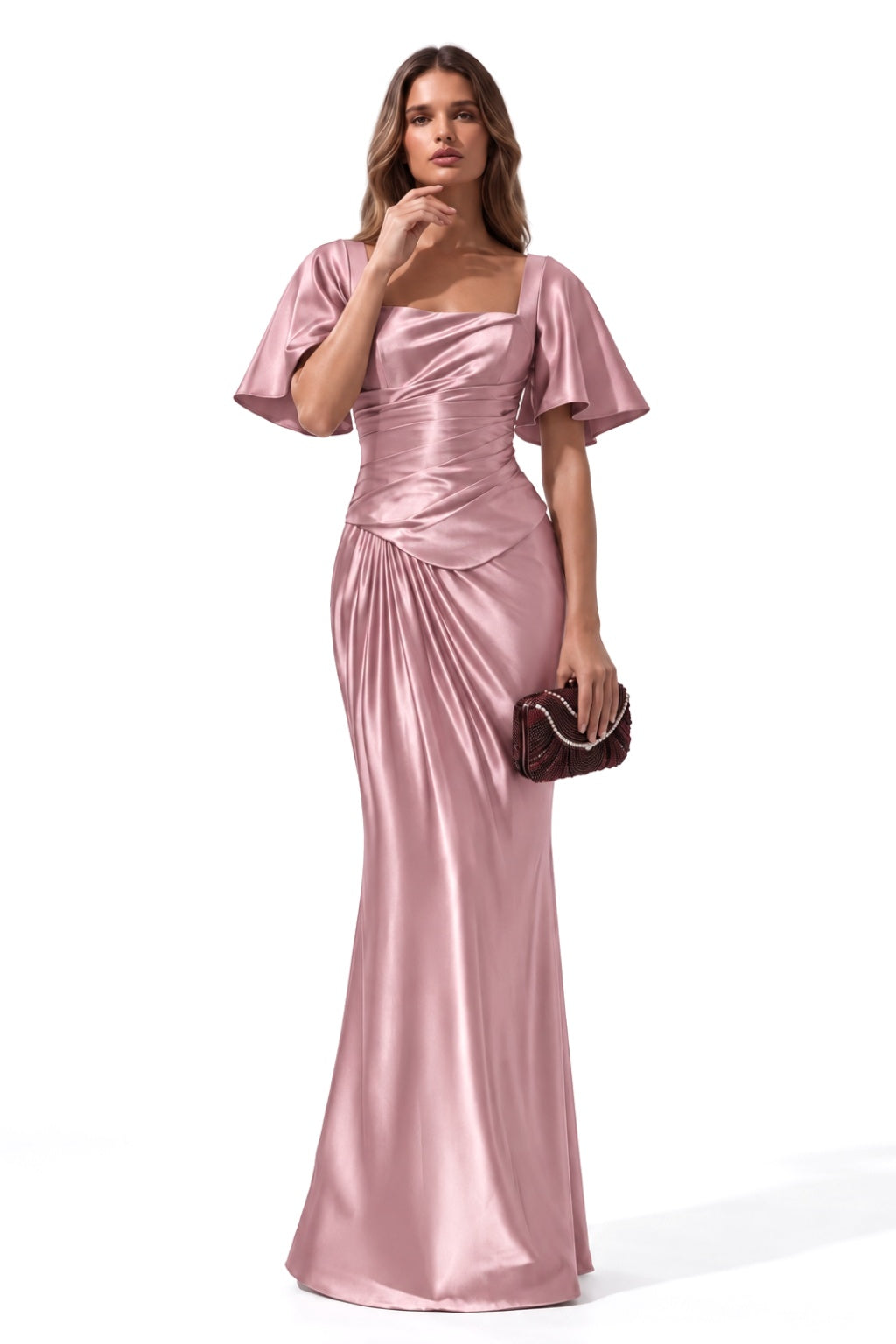 Trumpet-Mermaid Floor Length Stretch Satin Special Occasion Dress CS1077 - Dusty Rose - COCOMELODY