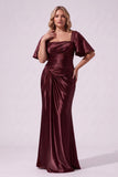 Trumpet-Mermaid Floor Length Stretch Satin Special Occasion Dress CS1077 - Wine - COCOMELODY
