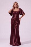 Trumpet-Mermaid Floor Length Stretch Satin Special Occasion Dress CS1077 - Wine - COCOMELODY