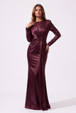 Trumpet-Mermaid Floor Length Stretch Satin Special Occasion Dress CS1078 - Wine - COCOMELODY