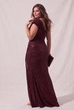 Sheath-Column Floor Length Sequined Special Occasion Dress CS1082 - Wine - COCOMELODY