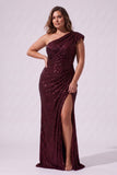 Sheath-Column Floor Length Sequined Special Occasion Dress CS1082 - Wine - COCOMELODY
