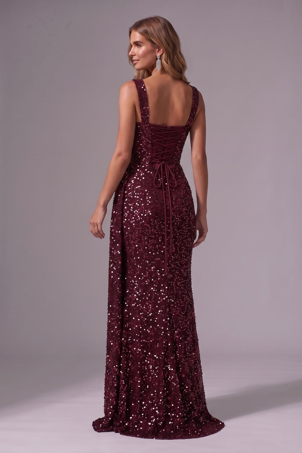 Sheath-Column Floor Length Sequined Special Occasion Dress CS1084 - Wine - COCOMELODY