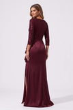 Mermaid Floor Length Sequined Stretch Satin Special Occasion Dress CS1086 - Wine - COCOMELODY