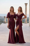 Trumpet-Mermaid Floor Length Stretch Satin Special Occasion Dress CS1087 - Wine - COCOMELODY