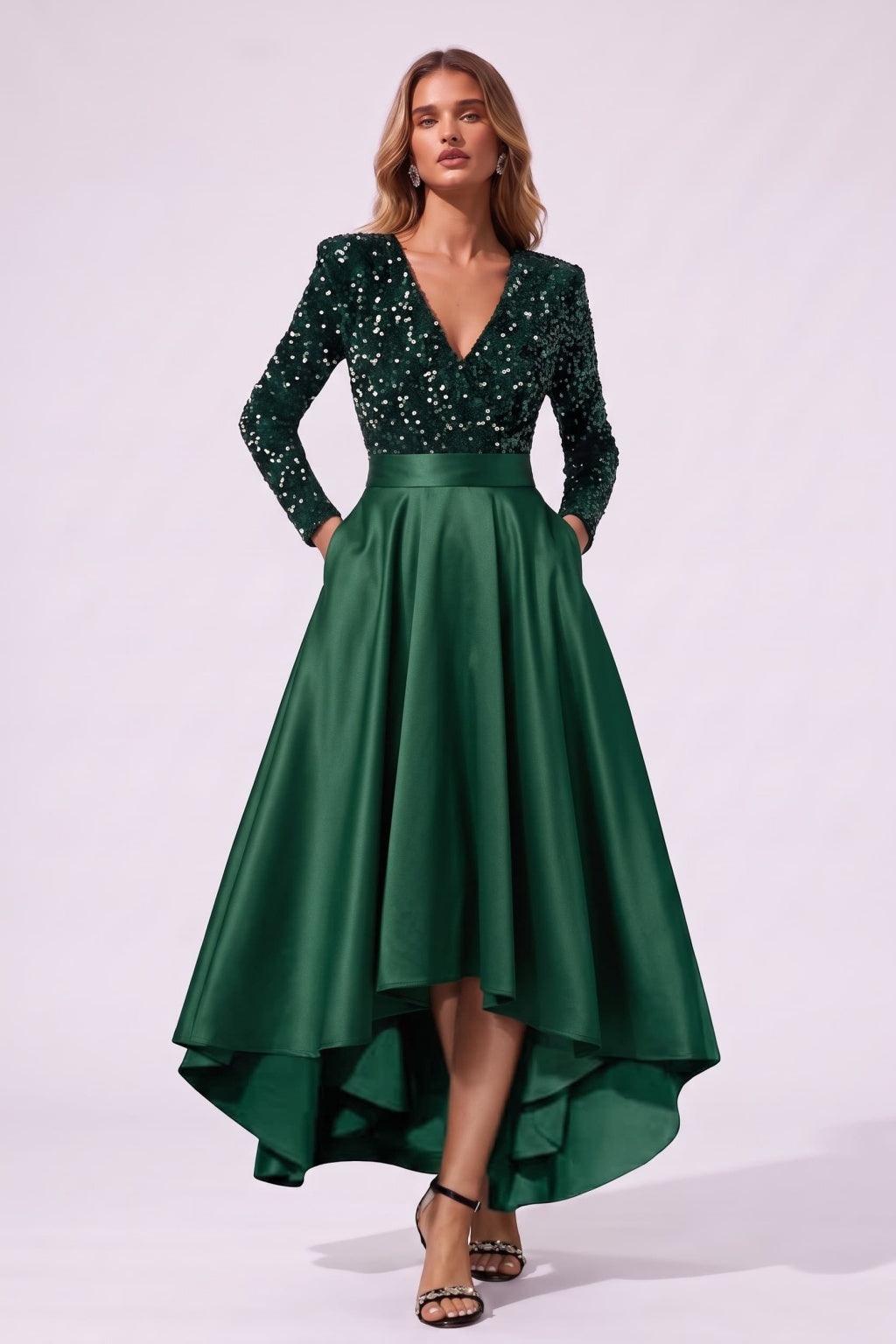 A-Line High-Low Satin Special Occasion Dress CS1106
