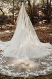 One-tier Lace Edge Tulle Cathedral Veils Appliques CV0188 - COCOMELODY