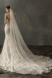 Elegant One-tier Cut Edge Tulle Chapel Veils Pearls CV0199 - COCOMELODY