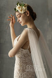 Elegant One-tier Cut Edge Tulle Chapel Veils Beading CV0200 - COCOMELODY