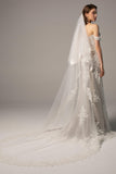 Two-tier Lace Edge Tulle Cathedral Veils Appliques CV0213 - COCOMELODY
