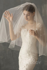 Two-tier Cut Edge Voile Waist Veils CV0221 - COCOMELODY