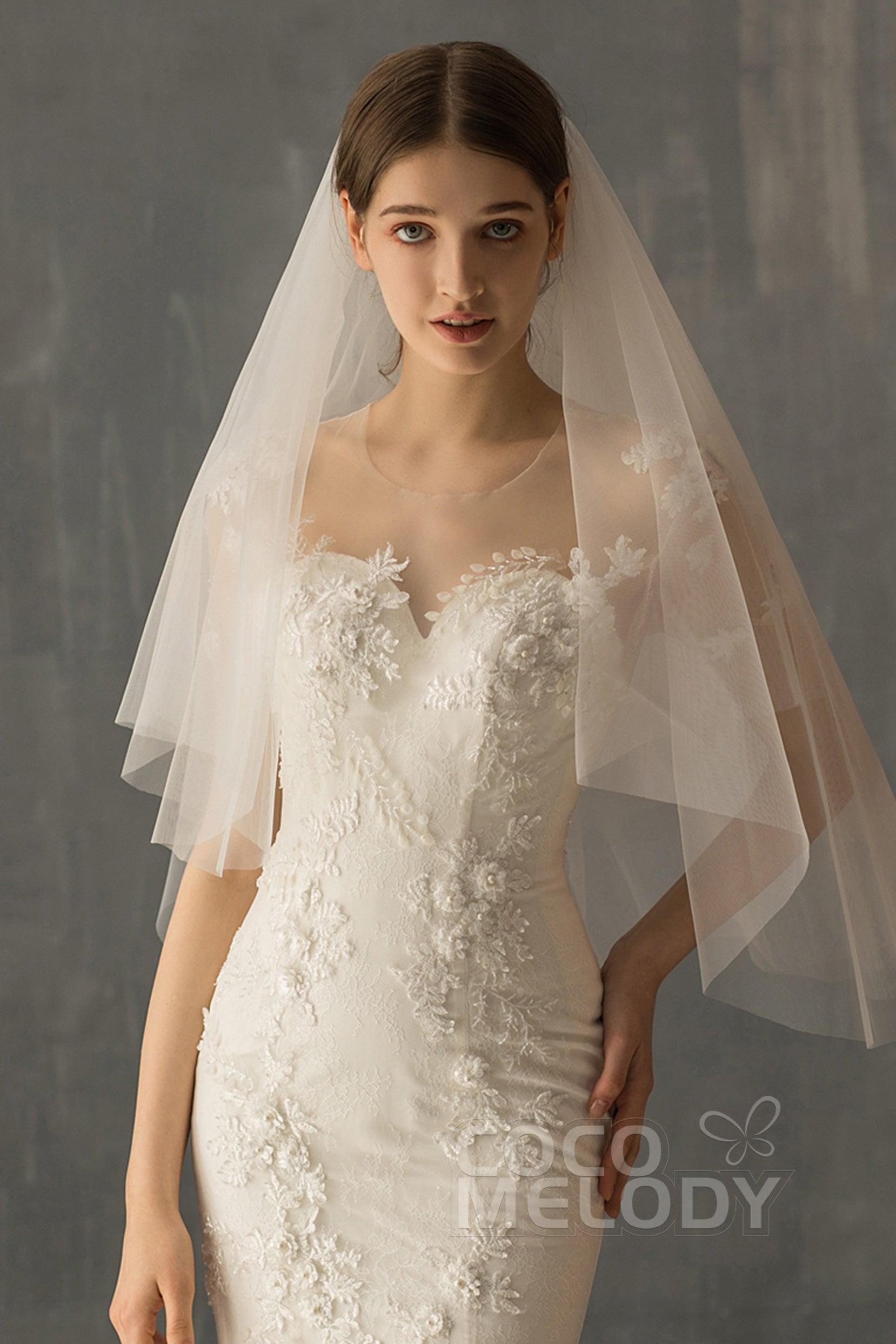 Two-tier Cut Edge Voile Waist Veils CV0221 - COCOMELODY