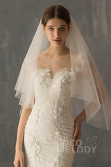 Two-tier Cut Edge Voile Waist Veils CV0221 - COCOMELODY