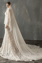 Two-tier Cut Edge Tulle Chapel Veils CV0223 - COCOMELODY