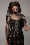 One-tier Lace Edge Tulle Cathedral Veils Appliques CV0232 - COCOMELODY