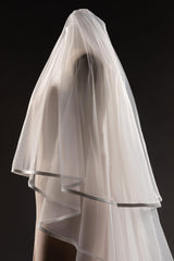 Two-tier Ribbon Edge Tulle Cathedral Veils CV0256 - COCOMELODY