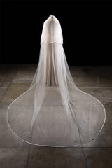 Two-tier Ribbon Edge Tulle Cathedral Veils CV0256 - COCOMELODY