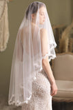Two-tier Lace Edge Tulle Hip Veils with Appliques CV0261 - COCOMELODY