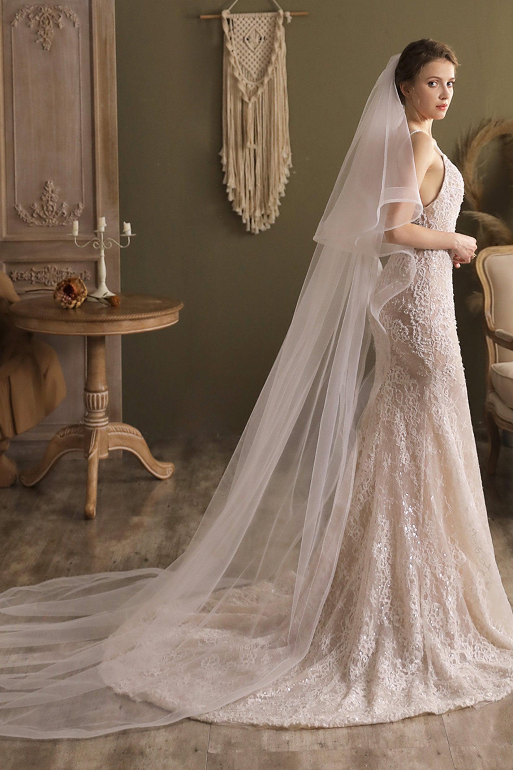 Two-tier Cut Edge Tulle Chapel Veils CV0268 - COCOMELODY