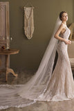 One-tier Lace Edge Tulle Cathedral Veils Appliques CV0269 - COCOMELODY