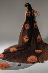 One-tier Cut Edge Tulle Chapel Veils with Appliques Beading CV0275 - COCOMELODY