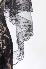 Two-tier Lace Edge Tulle, Lace Hip Veils with Appliques CV0280 - COCOMELODY