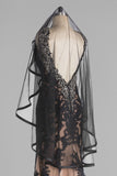 One-tier Ribbon Edge Tulle Hip Veils with Ribbons CV0281 - COCOMELODY