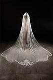 One-tier Lace Edge Tulle Lace Cathedral Veils with Appliques CV0287 - COCOMELODY