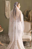 One-tier Cut Edge Tulle Tea Veils with Beading CV0294 - COCOMELODY