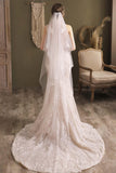 Two-tier Cut Edge Tulle Tea Veils with Appliques CV0295 - COCOMELODY