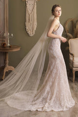 One-tier Cut Edge Tulle Cathedral Veils CV0296 - COCOMELODY