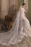 One-tier Cut Edge Tulle Cathedral Veils with Appliques CV0297 - COCOMELODY