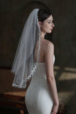 One-tier Leaves Edge Tulle Waist Veils with CV0300 - COCOMELODY