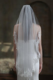 One-tier Lace Edge Tulle Hip Veils with Appliques CV0302 - COCOMELODY