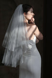 Two-tier Cut Edge Tulle Hip Veils CV0306 - COCOMELODY