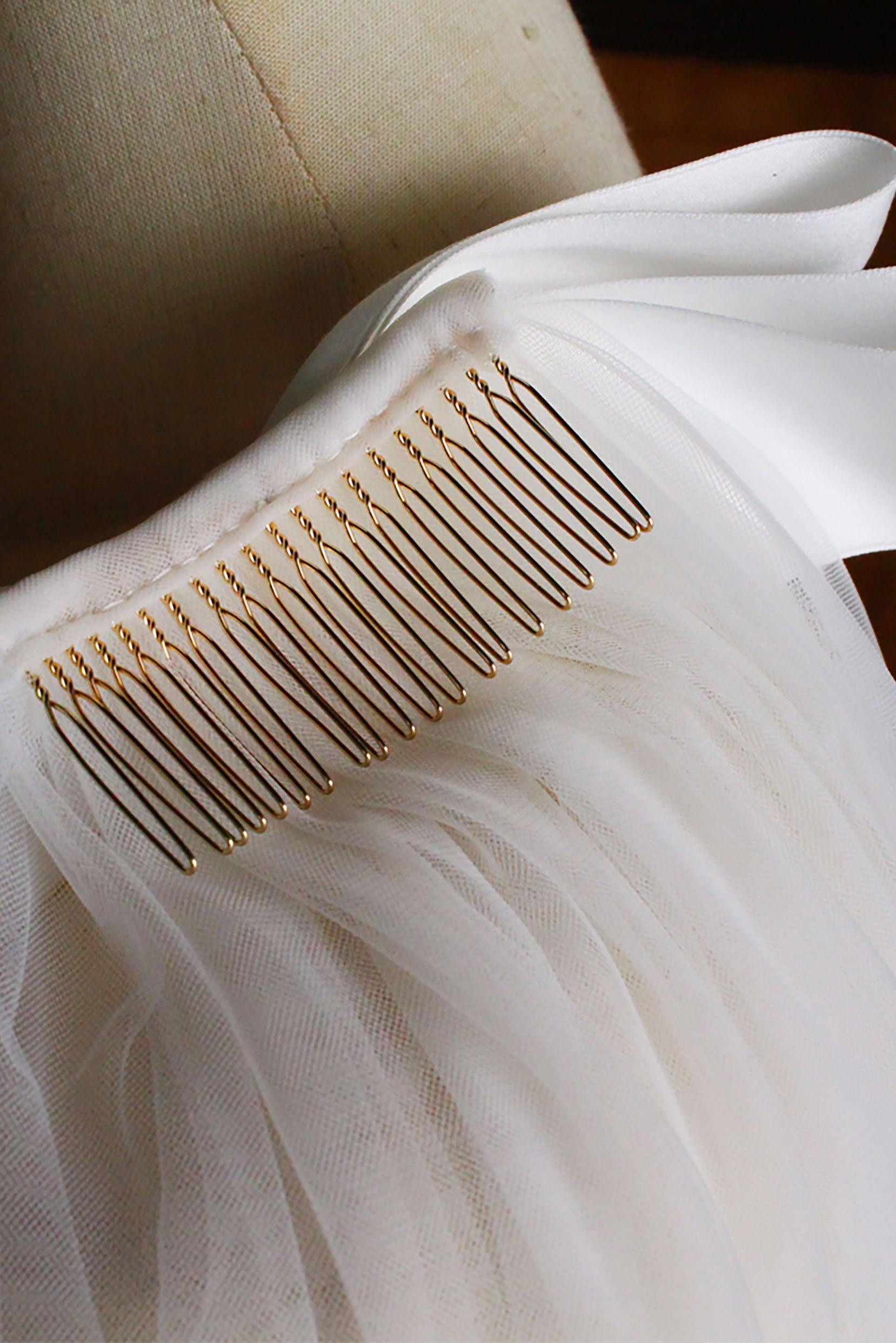 Two-tier Cut Edge Tulle Waist Veils with Bow CV0308 - COCOMELODY