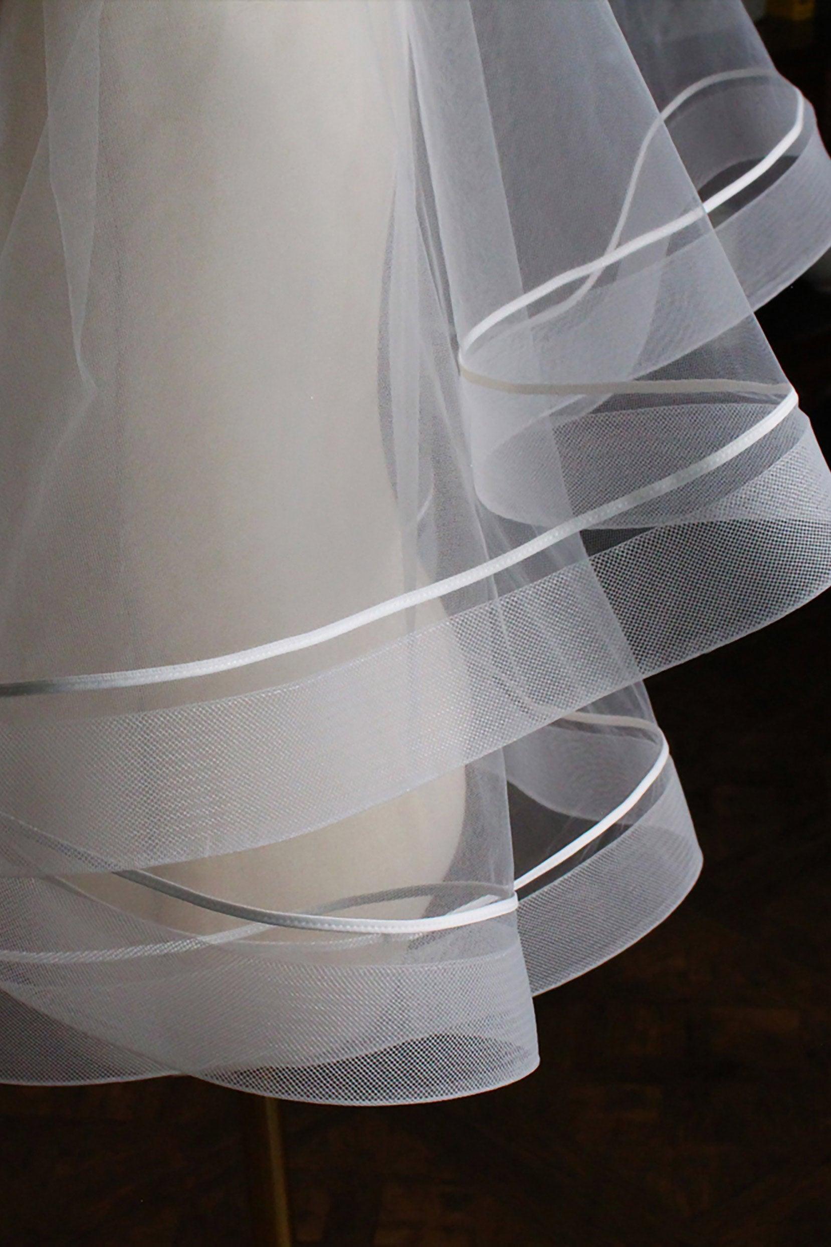 Two-tier Ribbon Edge Tulle Hip Veils with Ribbons CV0311 - COCOMELODY